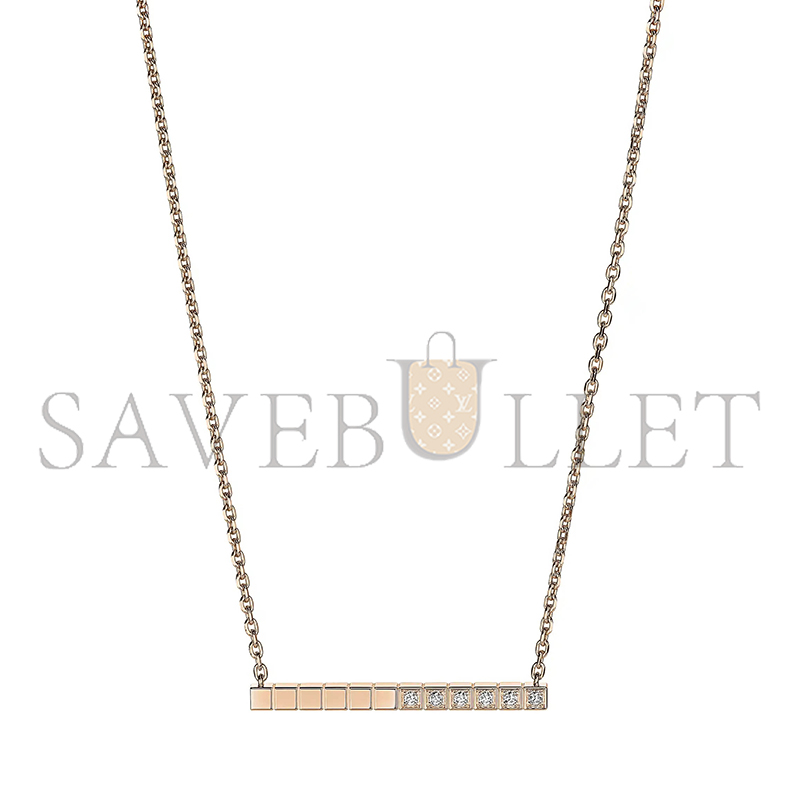CHOPARD ICE CUBE NECKLACE, ROSE GOLD, HALF-SET DIAMONDS 817702-5002